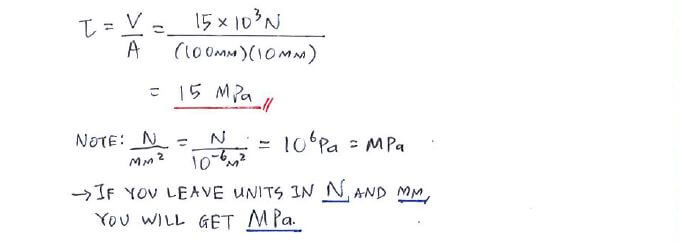 Normal and Shear Stress solution step 2